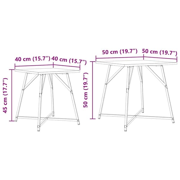 vidaXL Sidebordssæt 2 pcs Sonoma Eg og Sort