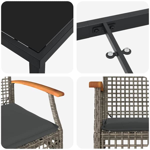 vidaXL Have Spisebordssæt 9 pcs Grå polyrattan