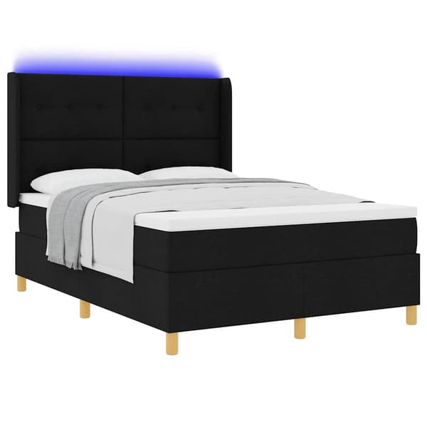 vidaXL Box spring seng med madras Sort 140 x 200 cm Stof