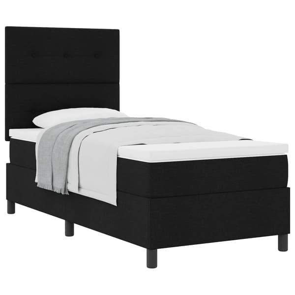 vidaXL Boxmadras Sort 90x200 cm Stof