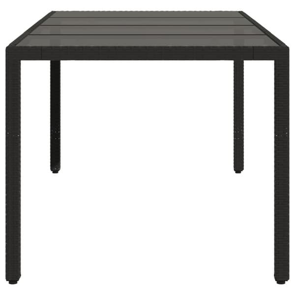 vidaXL Puutarhapöytä lasipöytälevy musta 190x90x75 cm polyrottinki