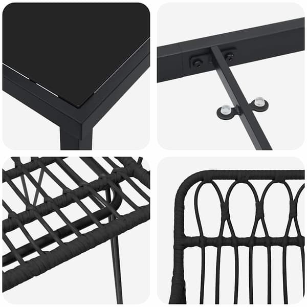 vidaXL Have Spisebordssæt 7 pcs Sort Poly rattan