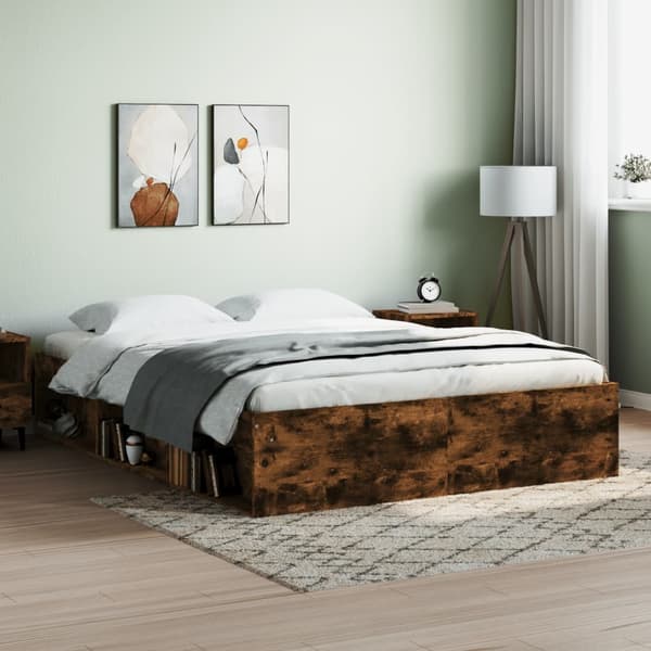 vidaXL sengeramme 160x200 cm røget egetræsfarve
