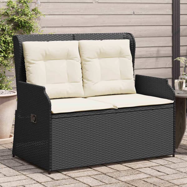 vidaXL Havebænk Sort polyrattan