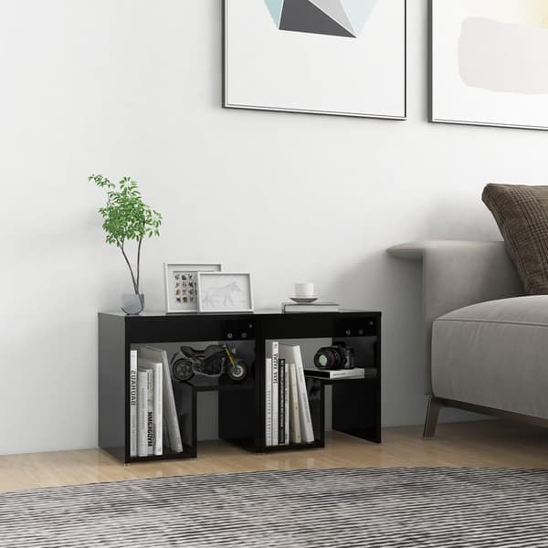 vidaXL sengeskabe 2 stk. 40x30x40 cm spånplade sort