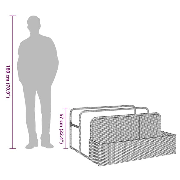 vidaXL float opbevaring ved poolen 110x100x57 cm polyrattan sort