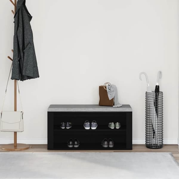 vidaXL skobænk sort egetræ 100x35x45 cm konstrueret træ