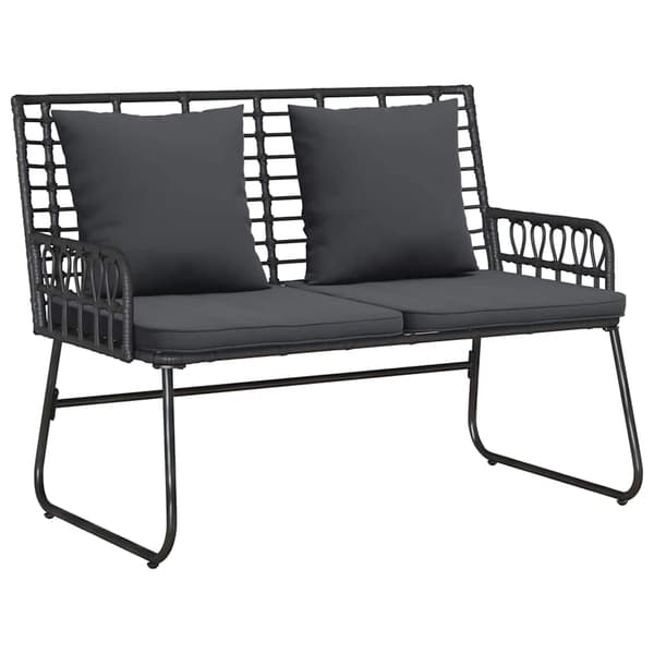 vidaXL Havebænk Sort og Anthracit polyrattan