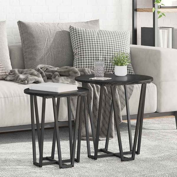 vidaXL Sidebordssæt 2 pcs Sort eg