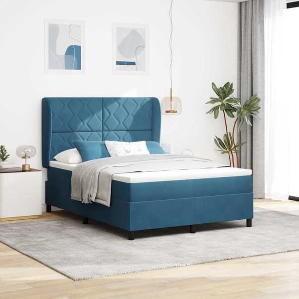 vidaXL Box spring seng med madras Mørk blå 200 x 160 cm Polyester