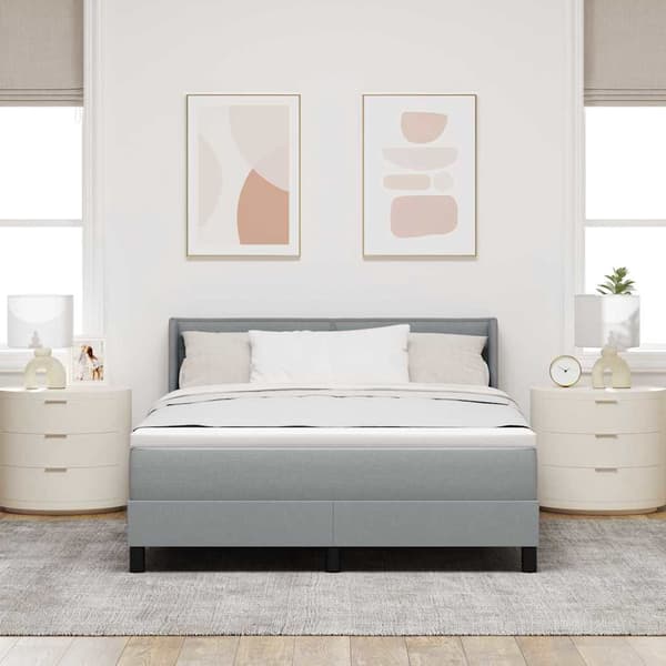 vidaXL Box spring seng med madras Lysegrå 200 x 160 cm Polyester