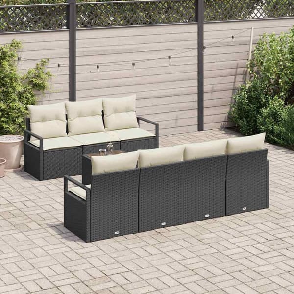 vidaXL Sofa Sæt 8 pcs Sort og Cream polyrattan