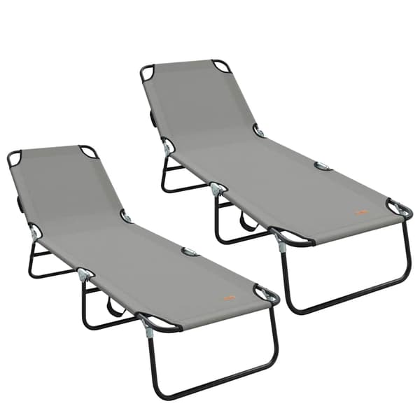 vidaXL Foldestol 2 pcs Grå 188 x 57 x 86,5 cm Polyester