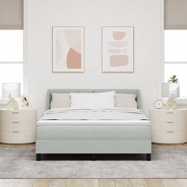 vidaXL Box spring seng med madras Lysegrå 200 x 160 cm Polyester