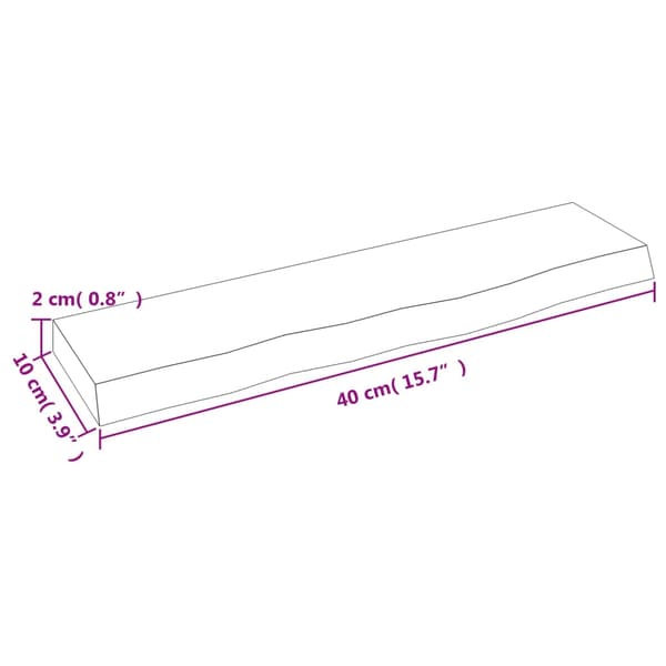 vidaXL væghylde 40x10x2 cm ubehandlet massivt egetræ