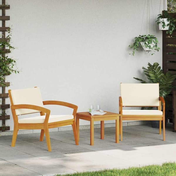 vidaXL Bistrosæt med pude 3 pcs Brun Polyester