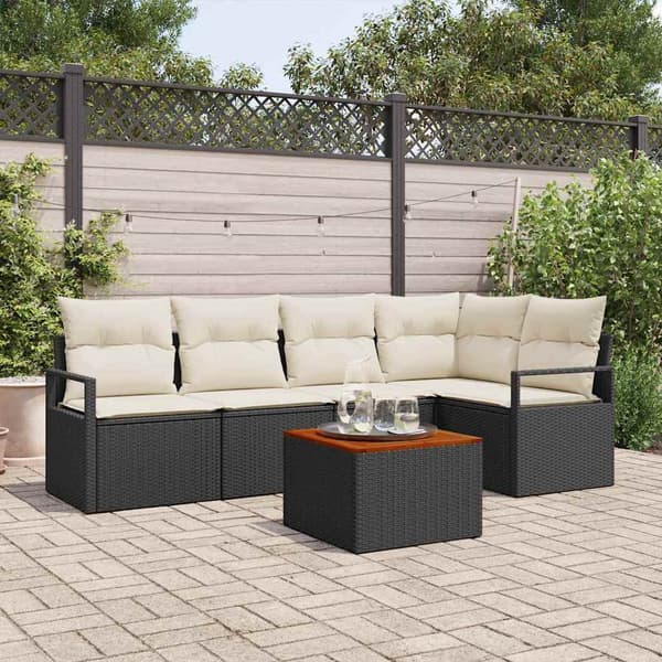 vidaXL Havesofa Sæt 6 pcs Sort, hvid