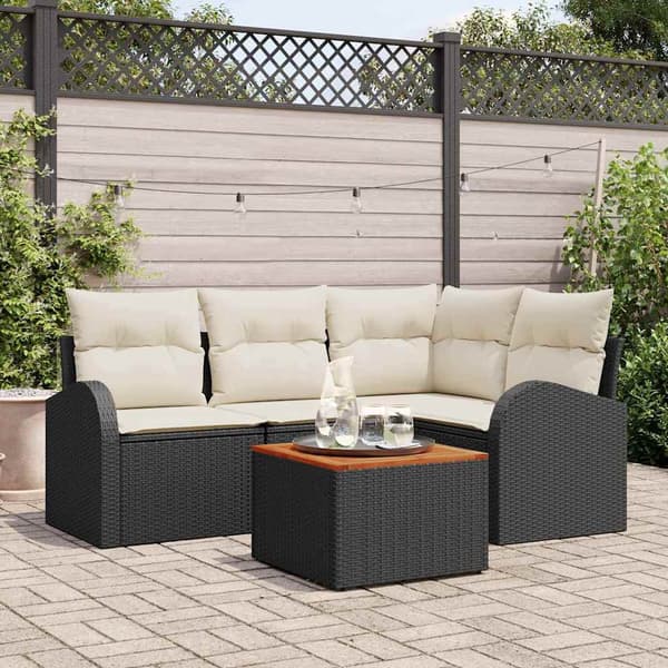vidaXL Havesofa Sæt 5 pcs Sort, hvid