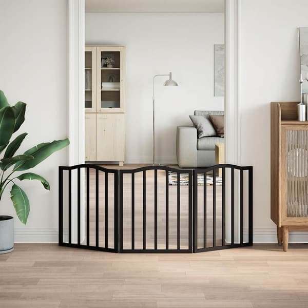 vidaXL hundelåge 3 paneler 150 cm foldbar poppeltræ sort