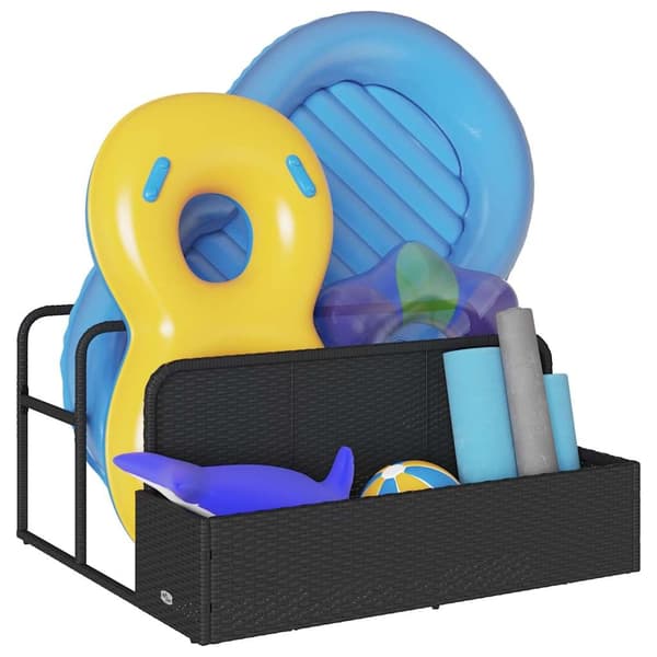 vidaXL float opbevaring ved poolen 110x100x57 cm polyrattan sort