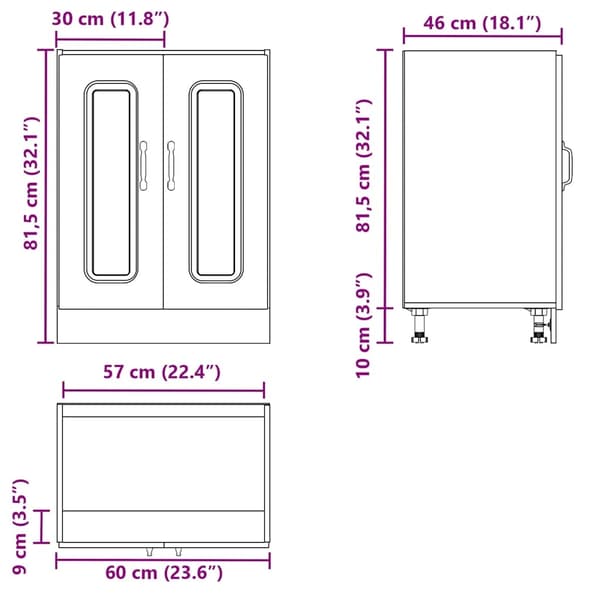 vidaXL underskab til vask Kalmar 60x46x81,5 cm grå sonoma