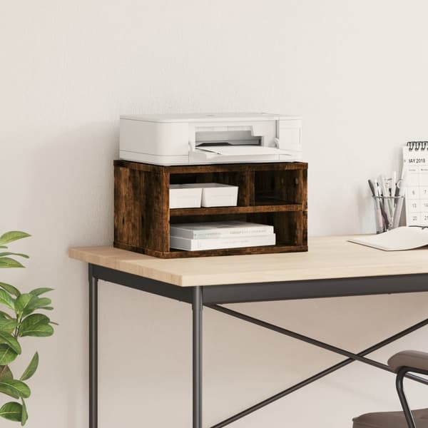 vidaXL printerstativ 40x32x22,5 cm konstrueret træ røget egetræsfarve