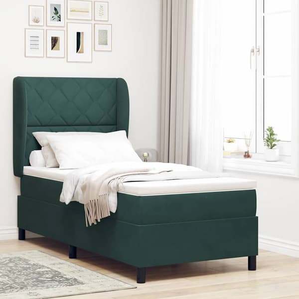 vidaXL Box spring seng med madras Mørkegrøn 200 x 90 cm Polyester