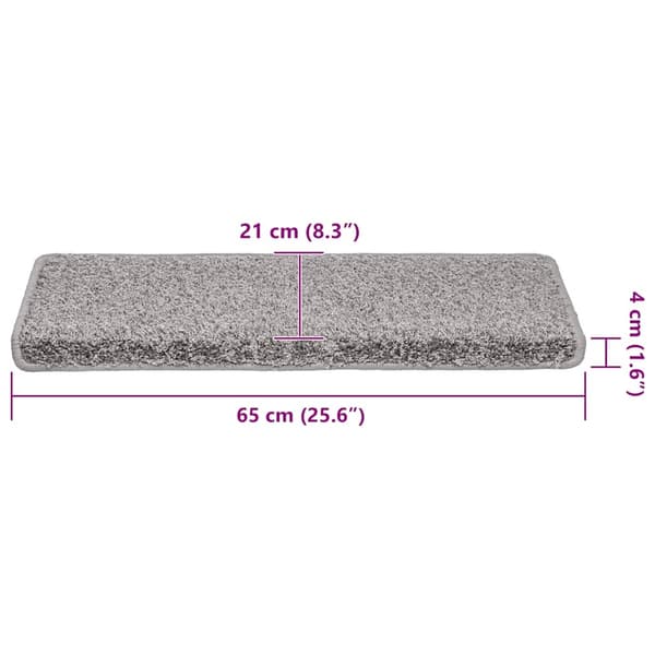 vidaXL trappemåtter 30 stk. 65x21x4 cm grå rektangulær kant