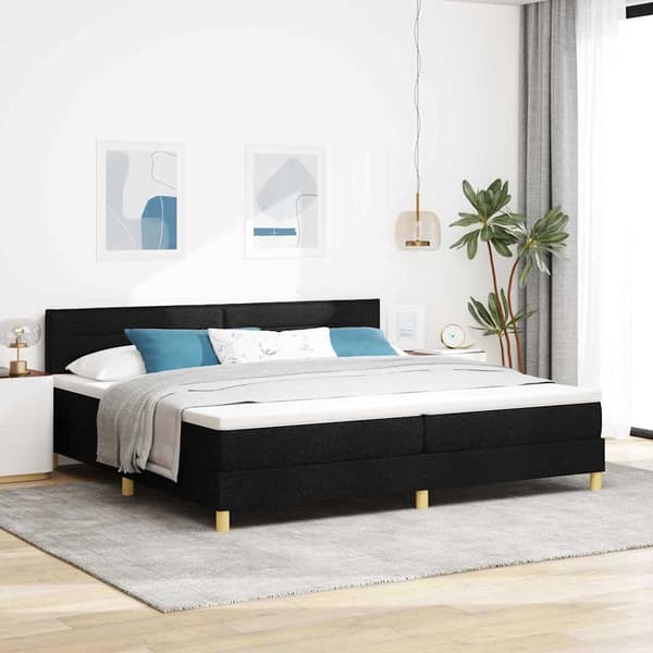 vidaXL Box spring seng med madras Sort 200 x 200 cm Stof