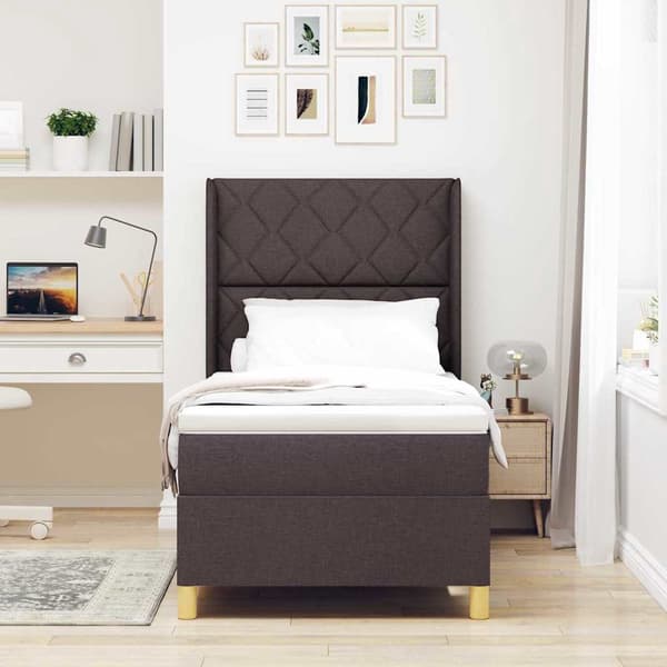 vidaXL Box spring seng med madras Brun 140 x 200 cm Stof