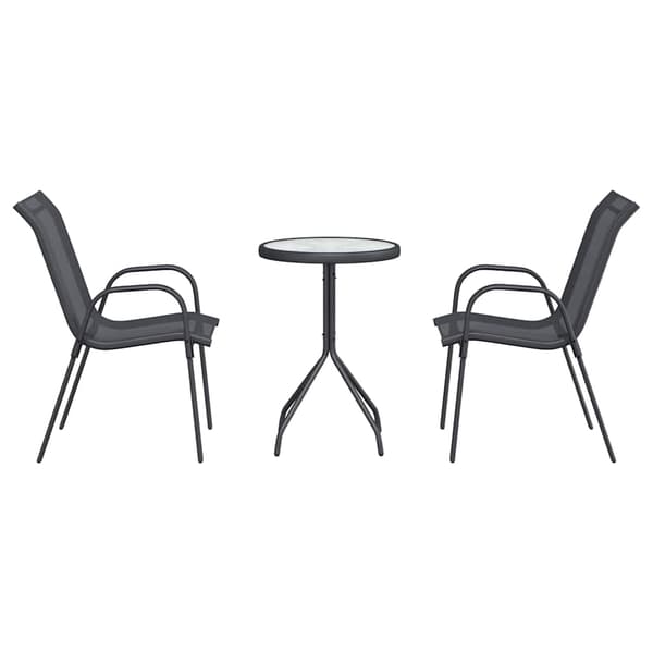 vidaXL Puutarhan Bistro Set 3 pcs Harmaa Teräs