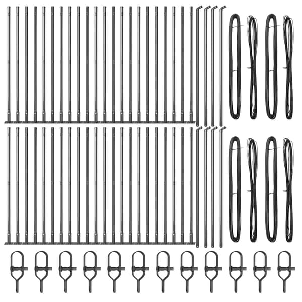vidaXL Hegnspæl 52 pcs Grå 3,2 x 3,2 x 110 cm