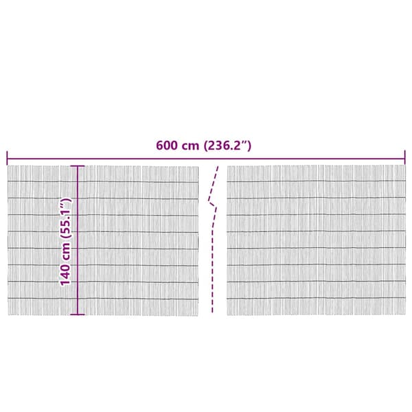 vidaXL Rørhegn Brun 600 x 140 cm Rør