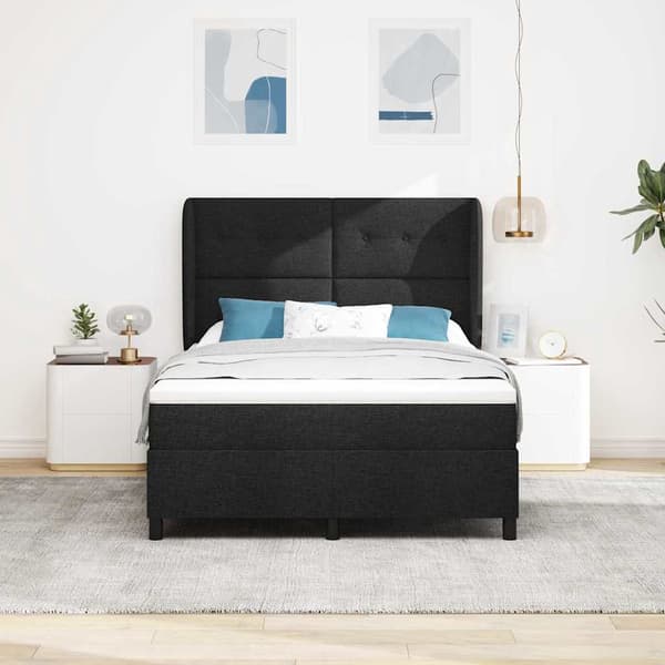 vidaXL Box spring seng med madras Sort 140 x 190 cm Stof