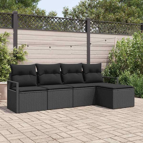 vidaXL Sofa Sæt med pude 5 pcs Sort polyrattan