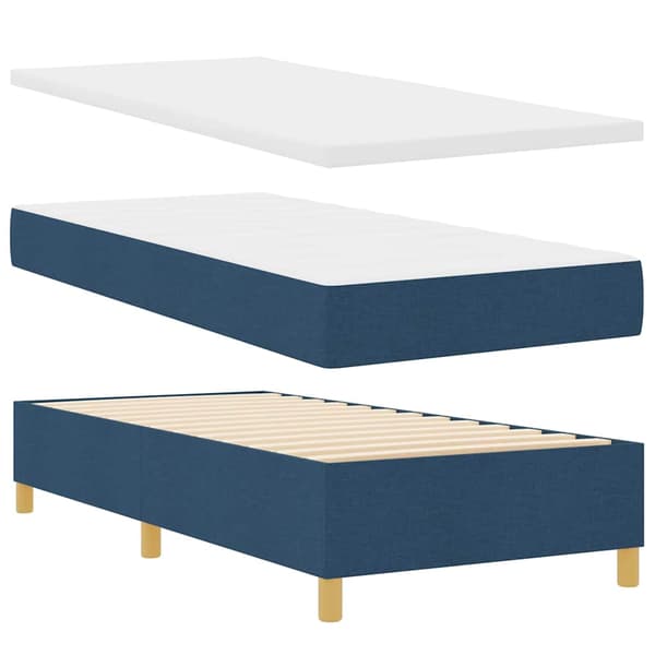 vidaXL LED Box Spring Bed med madras Blå 80 x 200 cm Stof