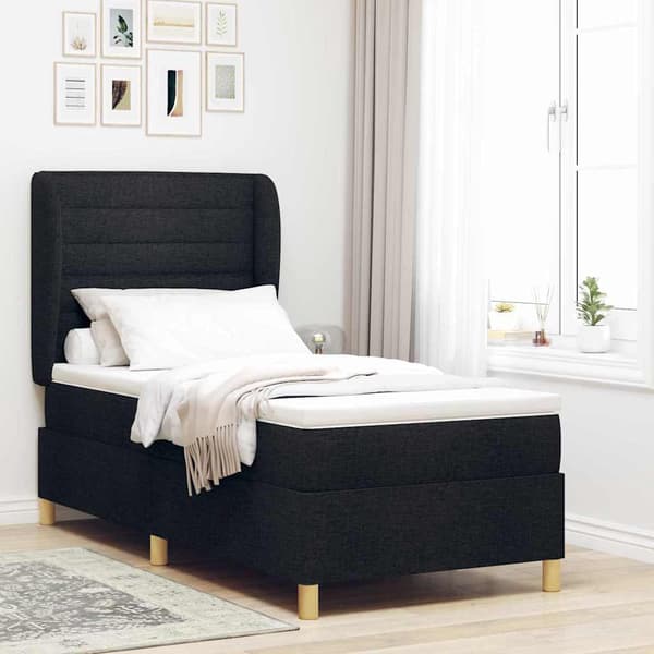 vidaXL Box spring seng med madras Sort 200 x 100 cm Stof