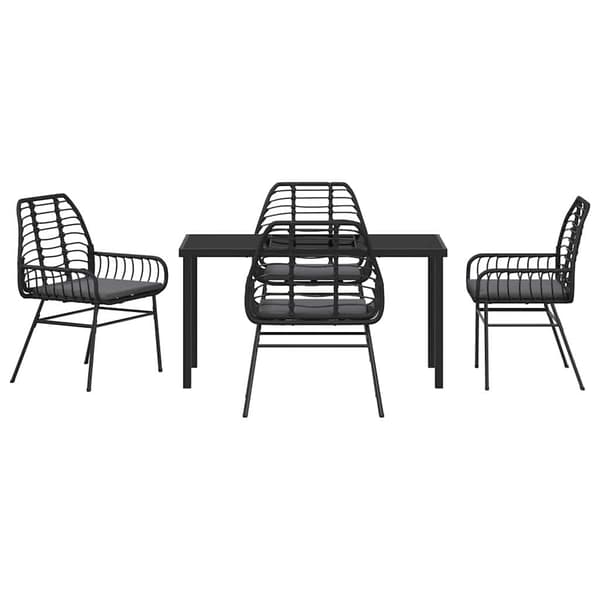 vidaXL Have Spisebordssæt 5 pcs Sort polyrattan