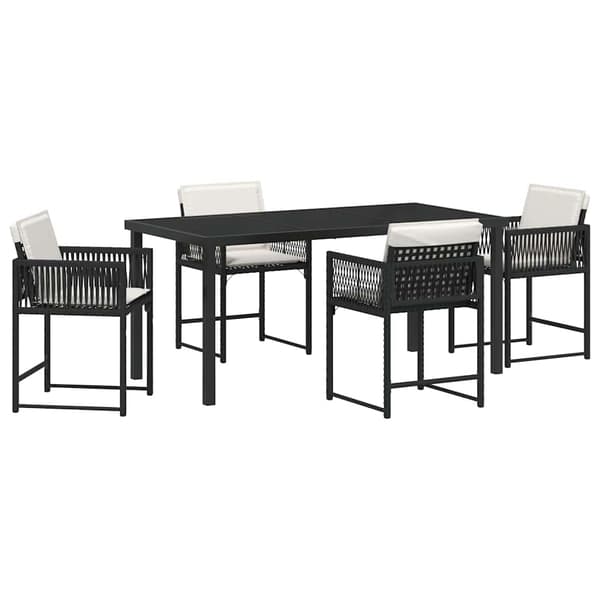 vidaXL Have Spisebordssæt 5 pcs Sort polyrattan