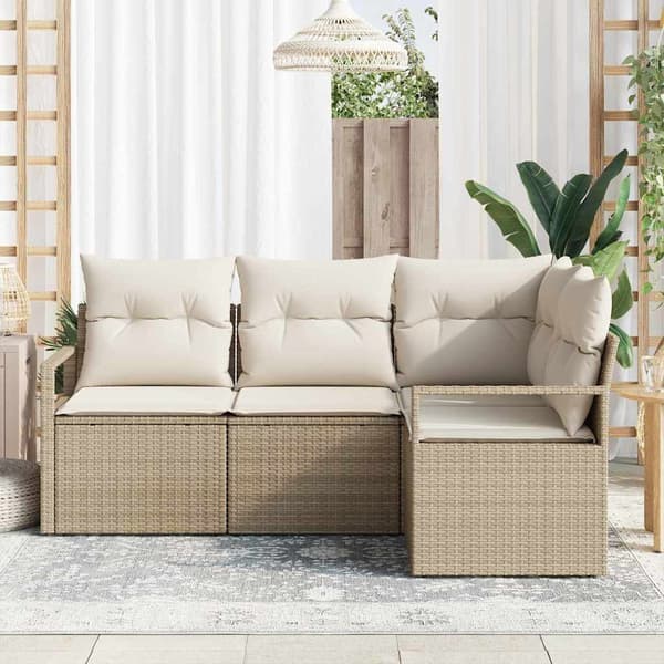 vidaXL Sofa Sæt 4 pcs Beige polyrattan