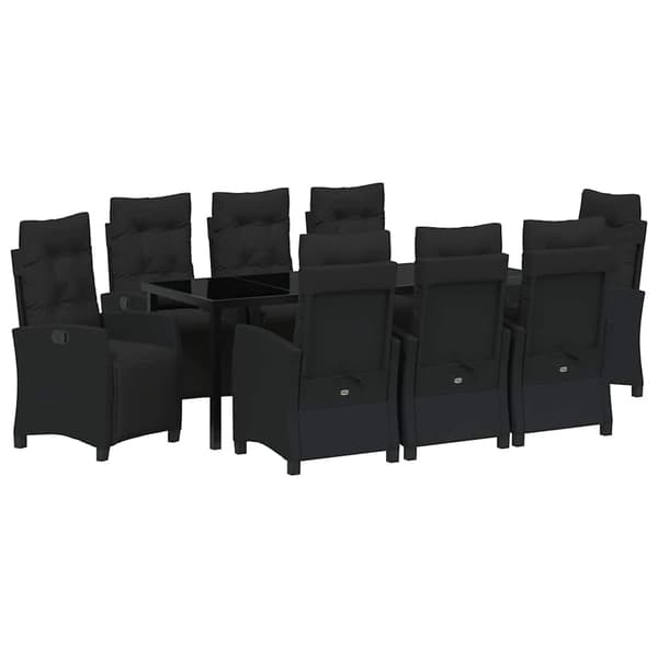 vidaXL Have Spisebordssæt 9 pcs Sort polyrattan