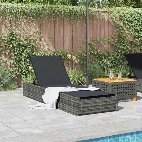 vidaXL Solstol Grå 200.5 x 70 x 75 cm polyrattan