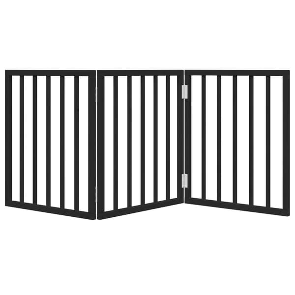 vidaXL Hundeport foldbar 3 paneler sort 150 cm poppeltræ