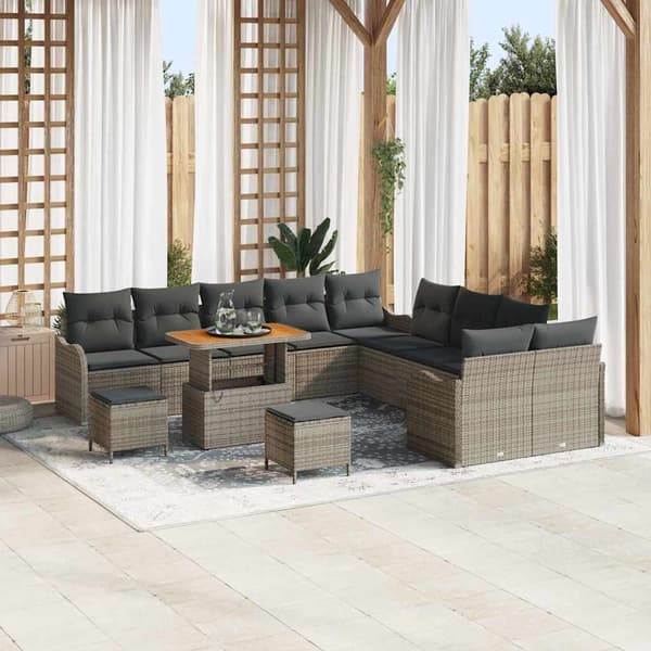 vidaXL Havesofa Sæt 13 pcs Grå polyrattan