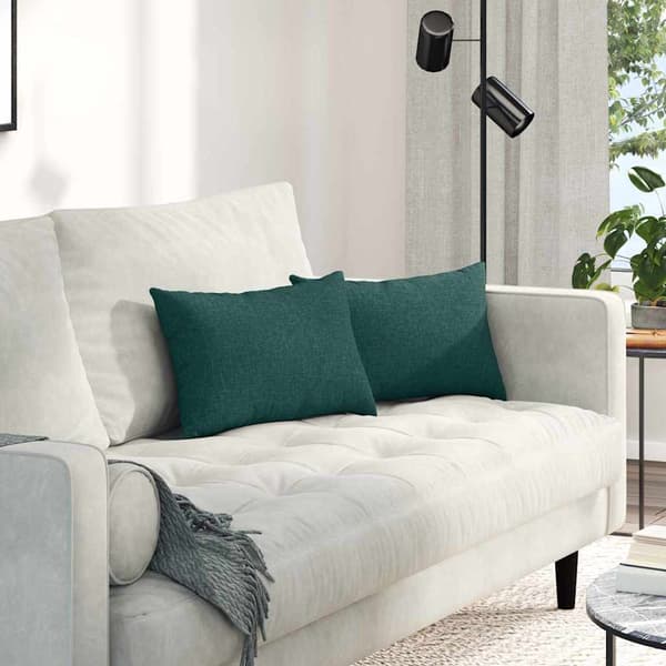 vidaXL Sofapuder 2 pcs Mørkegrøn 50 x 30 cm Stof