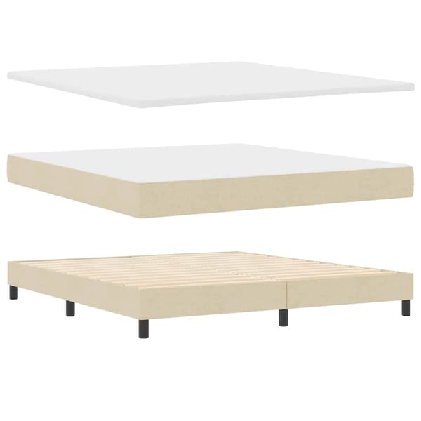 vidaXL Box spring seng med madras Creme 200 x 180 cm Polyester
