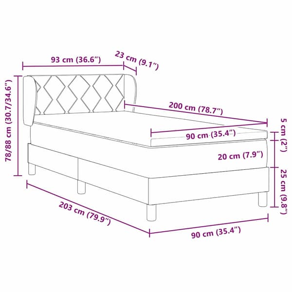 vidaXL Box spring seng med madras Mørkegrøn 200 x 90 cm Polyester
