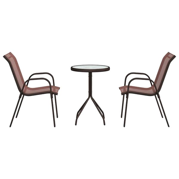 vidaXL Have Bistro Sæt 3 pcs Brun Stål