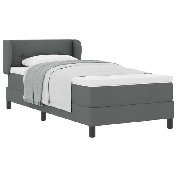 vidaXL Box spring seng med madras Mørkegrå 90 x 190 cm Stof