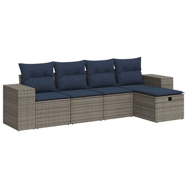 vidaXL sofasæt 5 dele med hynder polyrattan grå